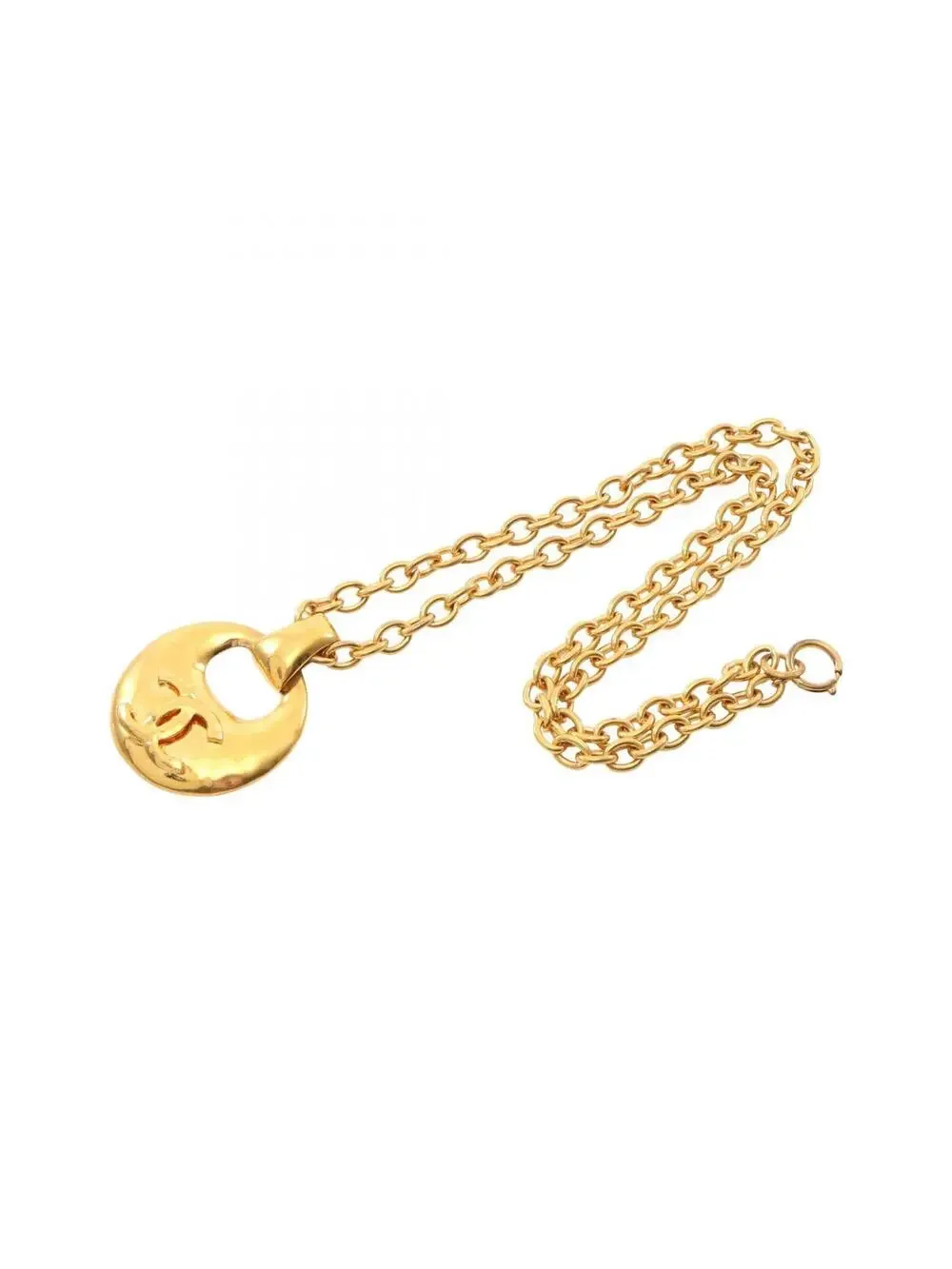 Chanel Cc Logo Pendant Necklace Metal #246666C15B